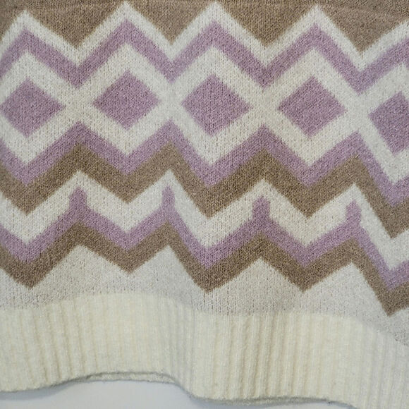 J. Crew Chevron Knit Scoop Neck Sweater Cozy Classic Preppy Layering XS - Picture 4 of 11